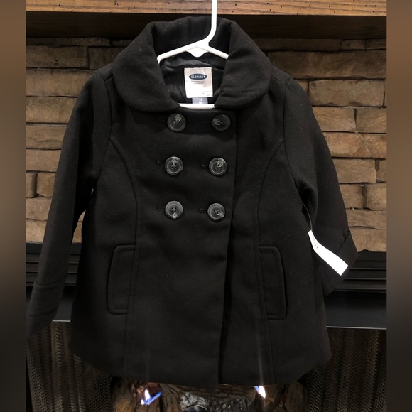 NWT Toddler Girl Black Dress Pea Coat *wool blend* - Picture 1 of 6